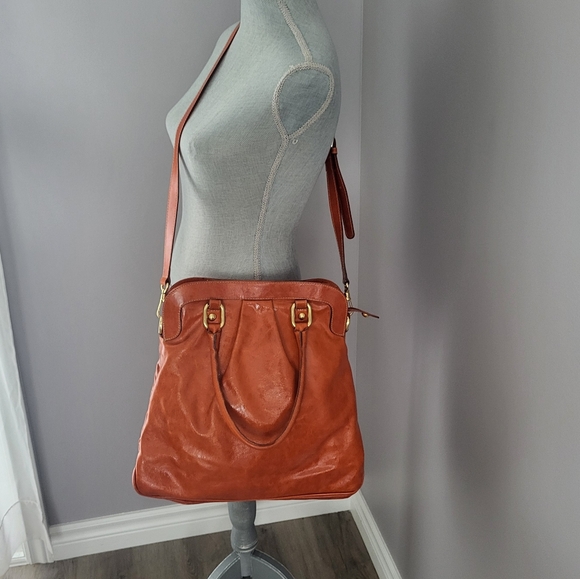 Vera Pelle Handbags - Vera Pelle Orange Satchel/Crossbody Bag